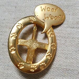 Vintage JJ Woof Woof Dog Lover Memorial Brooch